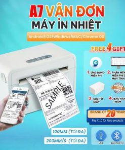 Máy in nhiệt  đơn hàng,Máy in vận đơn,mã vận đơn, mã vạch, phiếu gửi hàng, logo có sẵn lớp keo tự dính