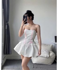 Đầm cúp ngực ống bí body 2 lớp, váy nữ cúp ngực có mút kiểu dây đan Hàn Quốc
