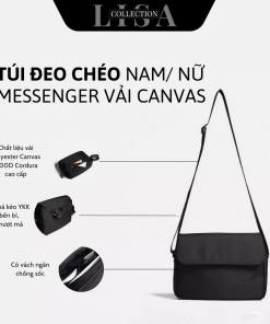 Túi đeo chéo NAM/NỮ MESSENGER vải Canvas trượt nước đi học, đi làm