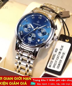 WISHDOIT Đồng hồ nam chống nước dây kim loại dây đeo cao su đồng hồ nam chính hãng fngeen cao cấp wsd016