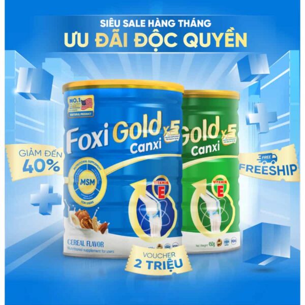 Combo 3 Lon 450G, Sữa hạt xương khớp chính hãng Foxi Gold Canxi