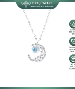 Dây chuyền bạc nữ TLEE mặt trăng đá moonstone lấp lánh TLEE JEWELRY