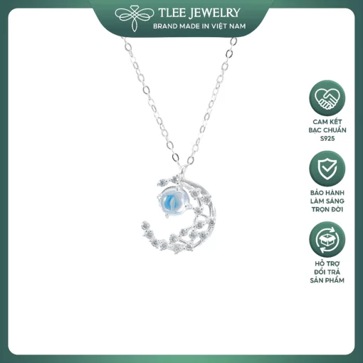 Dây chuyền bạc nữ TLEE mặt trăng đá moonstone lấp lánh TLEE JEWELRY