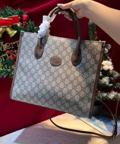 Túi công sở gucci viền nâu dây da