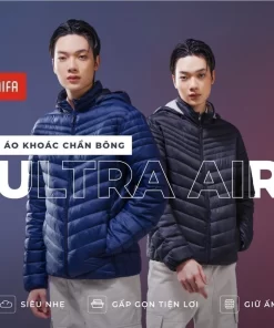 Áo khoác phao nam nữ CANIFA chần bông Ultra Air ba lớp siêu nhẹ siêu ấm có mũ tháo rời