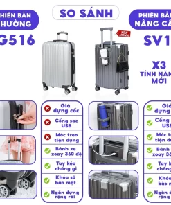 Vali kéo du lịch thời trang SUNNY SV15 chất liệu nhựa ABS+PC