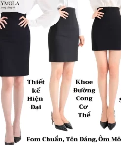 Váy Công Sở Dài Có Túi Rymola, Chân Váy Đen, Váy Bút Chì Ngắn Ôm Body