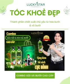 COMBO Gội Xả Bưởi Cao Cấp 850ML - LUCKY STAR Mùi Thơm Dịu Dàng