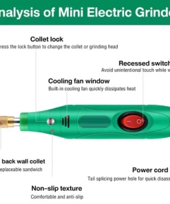 Máy khoan điện mini 12V 13W ABS, công cụ đa năng mài, cắt, đánh bóng. Động cơ 18.000 vòng/phút, công suất mạnh, tốc độ cao, bền bỉ, hiệu suất ổn định.