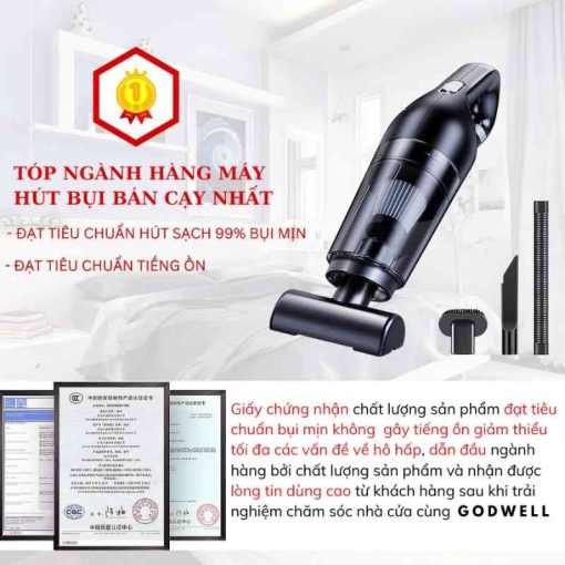 Máy Hút Bụi Cầm Tay Không Dây Mini GODWELL Lực Hút 25000Pa đa năn