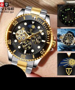 Đồng hồ cơ nam Tevise tọa độ T801-002 dây thép đúc đặc không gỉ chạy full kim