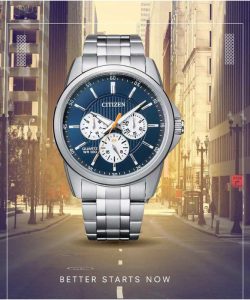 Đồng Hồ Nam Citizen Dây Thép Không Gỉ AG8340-58L - Mặt Xanh 1