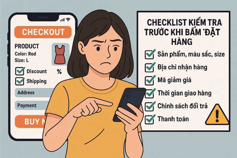 Checklist kiểm tra trước khi đặt hàng online giúp bạn tránh nhầm lẫn, sai địa chỉ, mất mã giảm giá và lỗi thanh toán không đáng có.