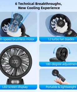 GOOJODOQ Quạt gấp 3 trong 1 180° im lặng 100 cấp độ