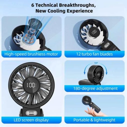 GOOJODOQ Quạt gấp 3 trong 1 180° im lặng 100 cấp độ