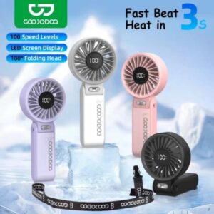 GOOJODOQ Quạt gấp 3 trong 1 180° im lặng 100 cấp độ