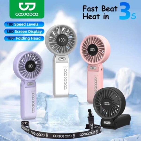 GOOJODOQ Quạt gấp 3 trong 1 180° im lặng 100 cấp độ