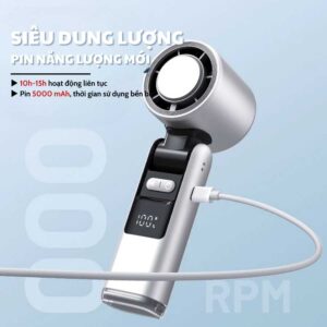 Quạt Cầm Tay Tích Điện MEGUN Kết Hợp Sò Lạnh 100 Chế Độ Động Cơ Turbo Tạo Gió Mát Như Điều Hòa