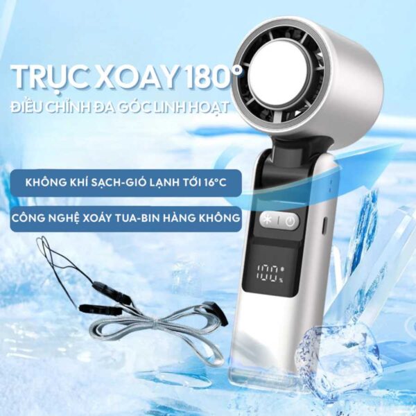 Quạt Cầm Tay Tích Điện MEGUN Kết Hợp Sò Lạnh 100 Chế Độ Động Cơ Turbo Tạo Gió Mát Như Điều Hòa