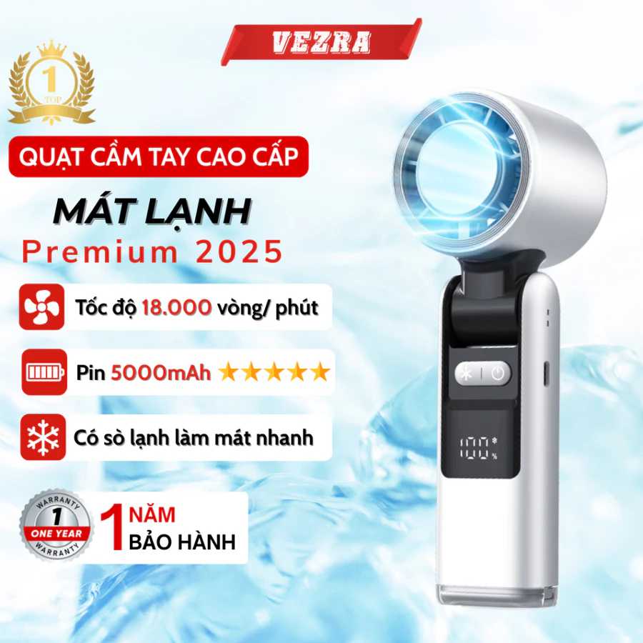 Quạt Cầm Tay Tích Điện MEGUN Kết Hợp Sò Lạnh 100 Chế Độ Động Cơ Turbo Tạo Gió Mát Như Điều Hòa
