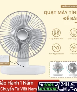 Quạt mini để bàn 5000mAh tự động xoay quạt tích điện để bàn 4 tốc độ