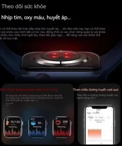 Đồng hồ thông minh theo dõi sức khỏe toàn diện: đo đường huyết, huyết áp, nhịp tim, oxy máu, điện tâm đồ, hỗ trợ tập luyện và giấc ngủ.