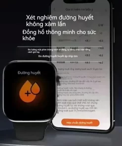Đồng hồ thông minh theo dõi sức khỏe toàn diện: đo đường huyết, huyết áp, nhịp tim, oxy máu, điện tâm đồ, hỗ trợ tập luyện và giấc ngủ.