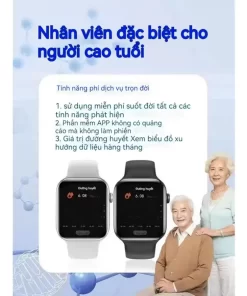 Đồng hồ thông minh theo dõi sức khỏe toàn diện: đo đường huyết, huyết áp, nhịp tim, oxy máu, điện tâm đồ, hỗ trợ tập luyện và giấc ngủ.