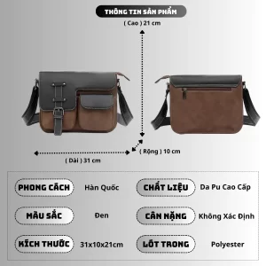 Túi Đeo Chéo Da Nam Nữ Unisex 7002 – Thời Trang Cao Cấp, Chống Nước, Đựng iPad
