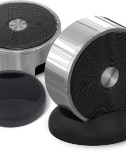 Bluetooth Speaker Set Wireless Stereo Dual Pairing Portable Twin TWS System With Big Rich Bass Hi-Fi Multi-Room Indoor Outdoor Use Home Deck Pool Work Travel Party Camping Gift Decor Idea (Chrome)