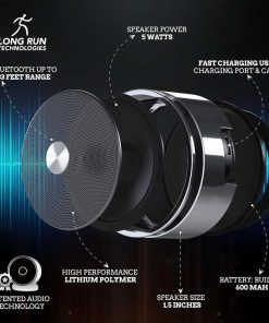 Bluetooth Speaker Set Wireless Stereo Dual Pairing Portable Twin TWS System With Big Rich Bass Hi-Fi Multi-Room Indoor Outdoor Use Home Deck Pool Work Travel Party Camping Gift Decor Idea (Chrome)