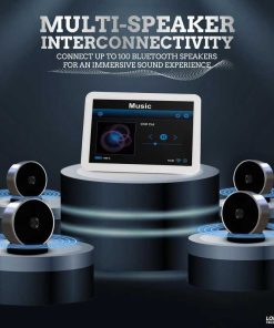 Bluetooth Speaker Set Wireless Stereo Dual Pairing Portable Twin TWS System With Big Rich Bass Hi-Fi Multi-Room Indoor Outdoor Use Home Deck Pool Work Travel Party Camping Gift Decor Idea (Chrome)