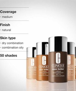 Clinique Even Better Makeup Liquid Foundation SPF 15 With Vitamin C For Dry + Oily Combination Skin Types Medium Coverage + Natural Finish Evens Skin Tone + Reduces Dark Spots