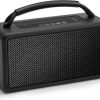 DINDIN Portable Bluetooth Speaker 80W (Peak), 20H Playtime, Loud Wireless Wood Speakers with Bass, AUX and USB Input, Subwoofer, TWS Pairing, Vintage Speaker for Outdoor, Home, Office (Black)