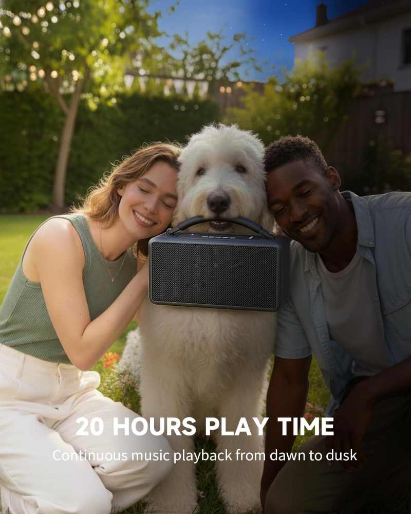 DINDIN Portable Bluetooth Speaker 80W (Peak), 20H Playtime, Loud Wireless Wood Speakers with Bass, AUX and USB Input, Subwoofer, TWS Pairing, Vintage Speaker for Outdoor, Home, Office (Black)2 DINDIN Portable Bluetooth Speaker 80W (Peak), 20H Playtime, Loud Wireless Wood Speakers with Bass, AUX and USB Input, Subwoofer, TWS Pairing, Vintage Speaker for Outdoor, Home, Office (Black)