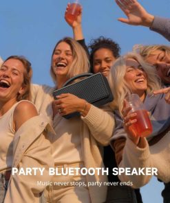 DINDIN Portable Bluetooth Speaker 80W (Peak), 20H Playtime, Loud Wireless Wood Speakers with Bass, AUX and USB Input, Subwoofer, TWS Pairing, Vintage Speaker for Outdoor, Home, Office (Black)