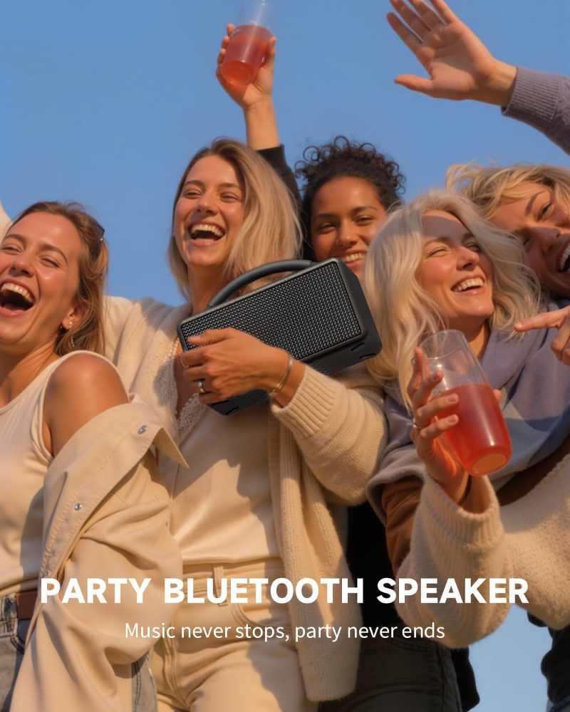 DINDIN Portable Bluetooth Speaker 80W (Peak), 20H Playtime, Loud Wireless Wood Speakers with Bass, AUX and USB Input, Subwoofer, TWS Pairing, Vintage Speaker for Outdoor, Home, Office (Black)7 DINDIN Portable Bluetooth Speaker 80W (Peak), 20H Playtime, Loud Wireless Wood Speakers with Bass, AUX and USB Input, Subwoofer, TWS Pairing, Vintage Speaker for Outdoor, Home, Office (Black)