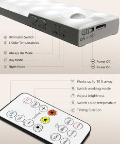 EZVALO 6-Pack Under Cabinet Lighting with Charging Station, 2000mAh Rechargeable Wireless Motion Sensor Lights, 3 Color Temps, Dimmable, Timer, Magnetic, with Remote Control for Kitchen, Closet, Stai2