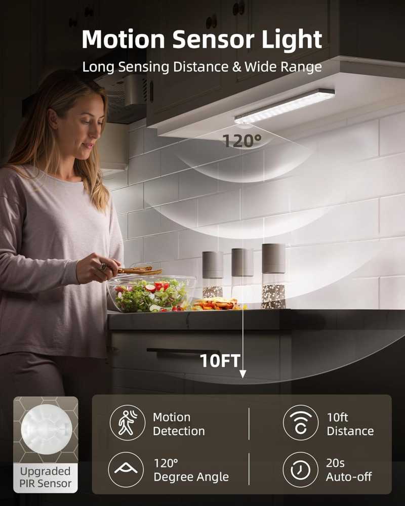 EZVALO 6-Pack Under Cabinet Lighting with Charging Station, 2000mAh Rechargeable Wireless Motion Sensor Lights, 3 Color Temps, Dimmable, Timer, Magnetic, with Remote Control for Kitchen, Closet, Stai