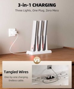 EZVALO 6-Pack Under Cabinet Lighting with Charging Station, 2000mAh Rechargeable Wireless Motion Sensor Lights, 3 Color Temps, Dimmable, Timer, Magnetic, with Remote Control for Kitchen, Closet, Stai