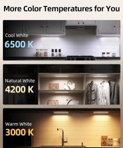 EZVALO 6-Pack Under Cabinet Lighting with Charging Station, 2000mAh Rechargeable Wireless Motion Sensor Lights, 3 Color Temps, Dimmable, Timer, Magnetic, with Remote Control for Kitchen, Closet, Stai