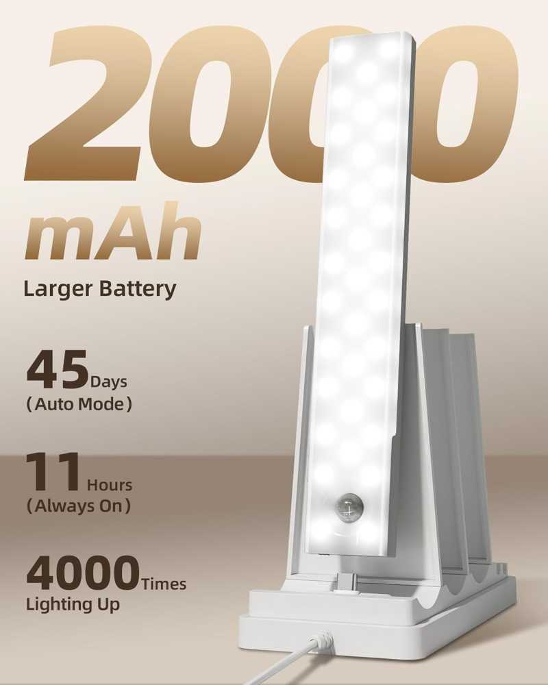 EZVALO 6-Pack Under Cabinet Lighting with Charging Station, 2000mAh Rechargeable Wireless Motion Sensor Lights, 3 Color Temps, Dimmable, Timer, Magnetic, with Remote Control for Kitchen, Closet, Stair (2) EZVALO 6-Pack Under Cabinet Lighting with Charging Station, 2000mAh Rechargeable Wireless Motion Sensor Lights, 3 Color Temps, Dimmable, Timer, Magnetic, with Remote Control for Kitchen, Closet, Stai