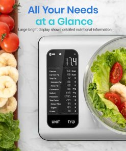 Etekcity Smart Food Kitchen Scale with Nutritional Calculator, Free App with 19 Nutrients Tracking, Calorie, Marco, Digital grams and ounces for weight loss, Premium Stainless Steel, 11lb