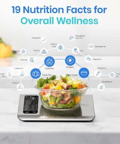 Etekcity Smart Food Kitchen Scale with Nutritional Calculator, Free App with 19 Nutrients Tracking, Calorie, Marco, Digital grams and ounces for weight loss, Premium Stainless Steel, 11lb