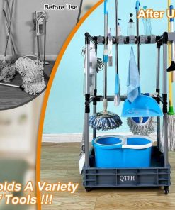 Floor-Standing Multi-Functional Cleaning Tool Organizer storage broom mop and cleaning supplies