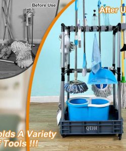 Floor-Standing Multi-Functional Cleaning Tool Organizer storage broom mop and cleaning supplies