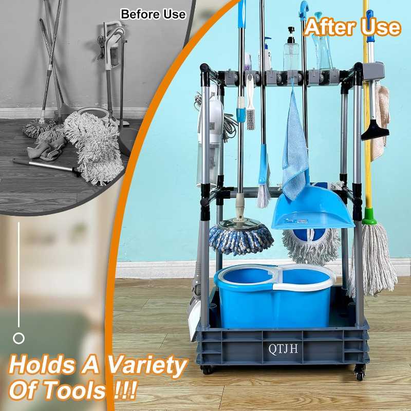 Floor-Standing Multi-Functional Cleaning Tool Organizer storage broom mop and cleaning supplies3 Floor-Standing Multi-Functional Cleaning Tool Organizer storage broom mop and cleaning supplies