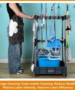 Floor-Standing Multi-Functional Cleaning Tool Organizer storage broom mop and cleaning supplies