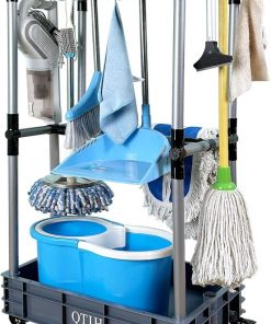 Floor-Standing Multi-Functional Cleaning Tool Organizer storage broom mop and cleaning supplies