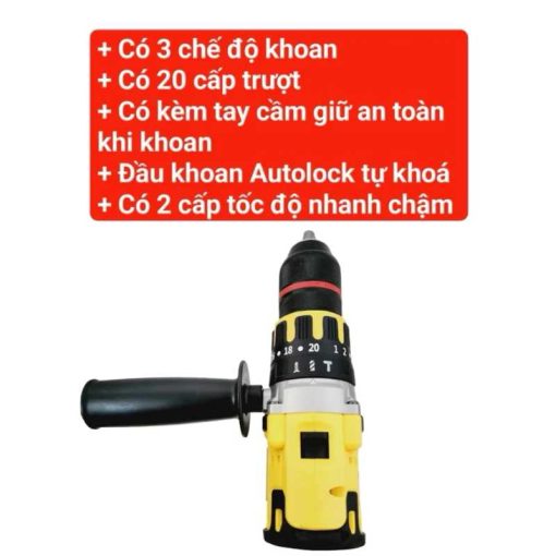 Máy khoan pin 199V 3 chức năng – mạnh mẽ, bền bỉ, pin siêu khủng